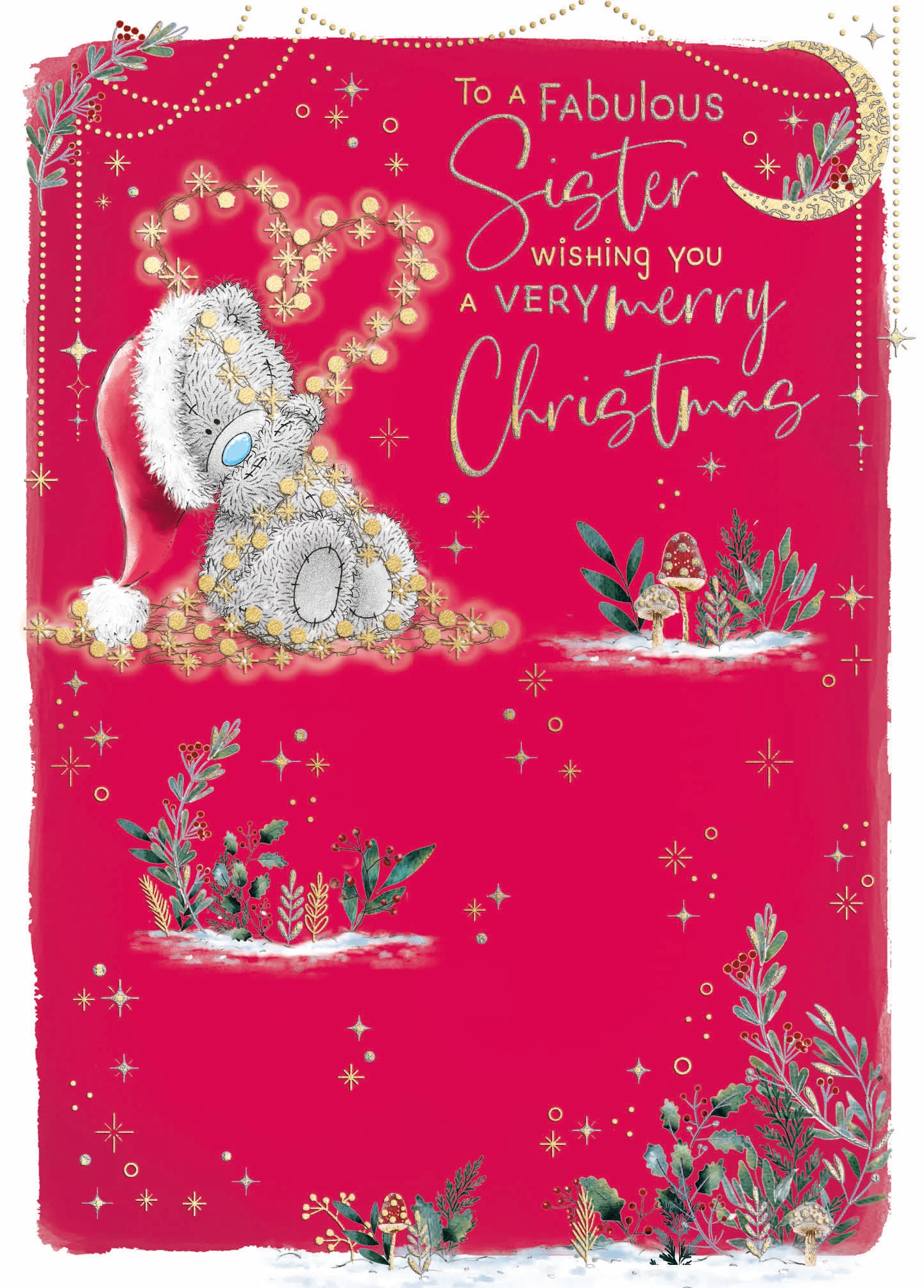 Me To You Tatty Teddy Christmas Card To A Fabulous Sister 5x7ins - Official Collection