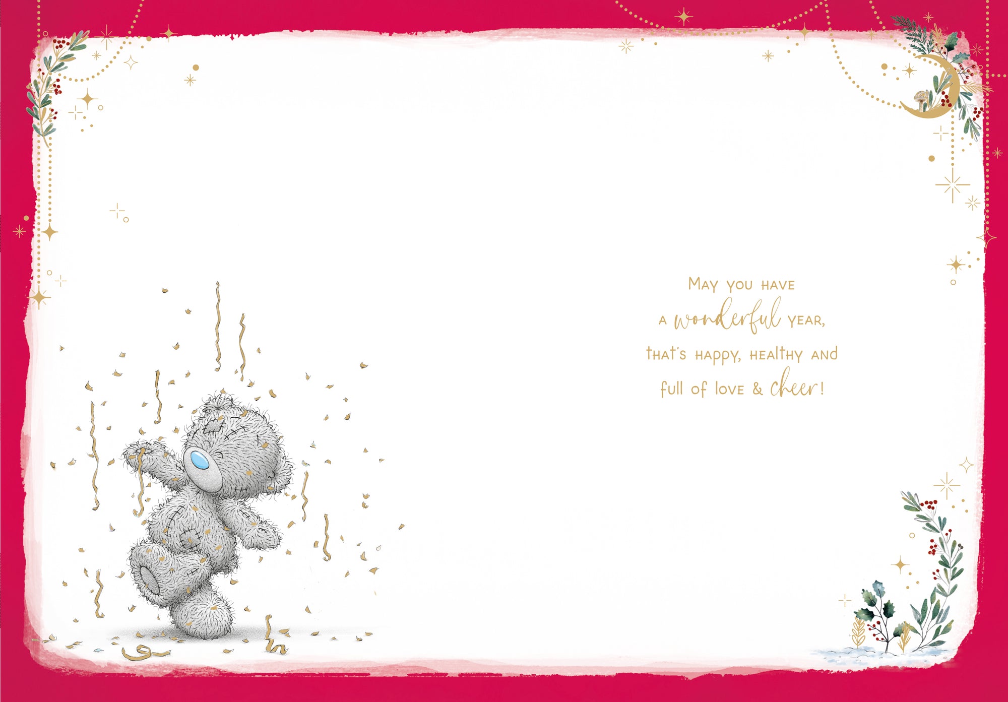 Me To You Tatty Teddy Luxury Happy New Year Card With Gold Foil Detail 5x7ins - Official Collection