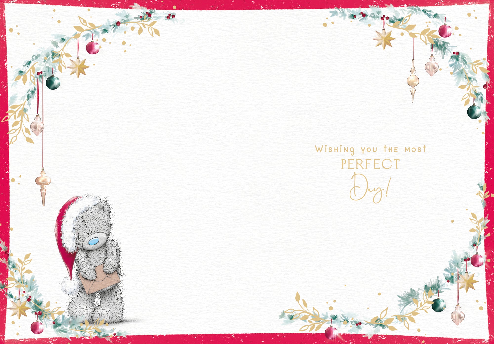 Me to You Tatty Teddy Christmas Card From Across The Miles, Tatty Teddy Posting A Letter,  5 x 7 Inches - Official Collection