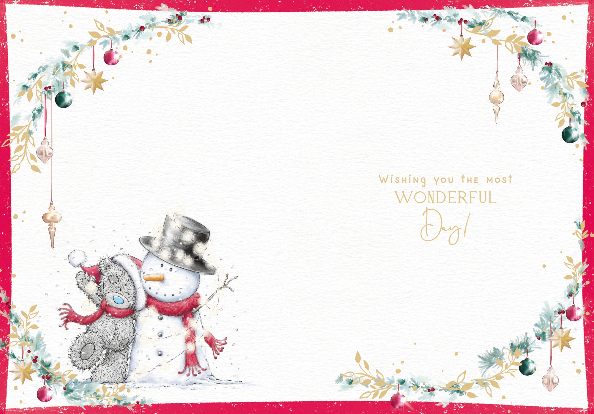 Me to You Tatty Teddy Christmas Card For Special Neighbours, Tatty Teddy Next To A Snowman In A Top Hat, 5 x 7 Inches - Official Collection