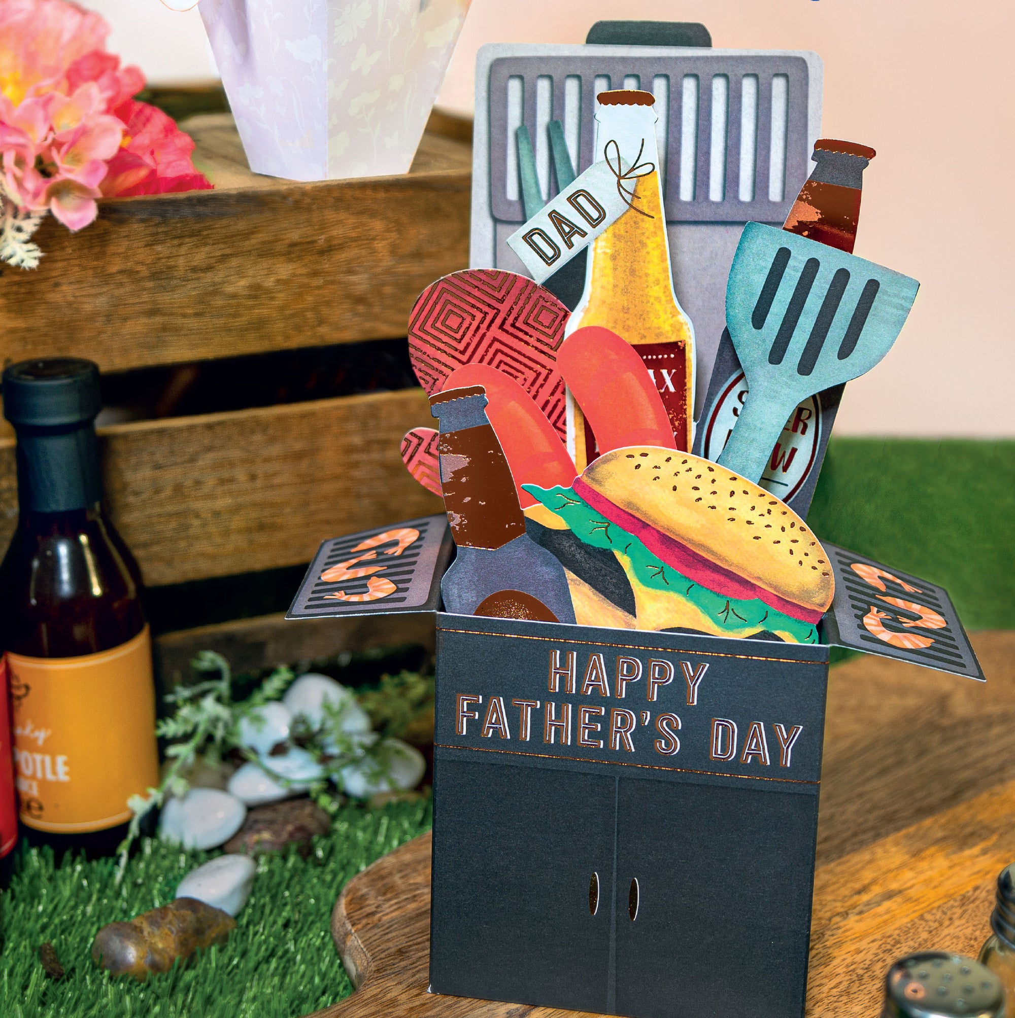 Wishing Well Pop up BBQ Father's Day Card 7x10